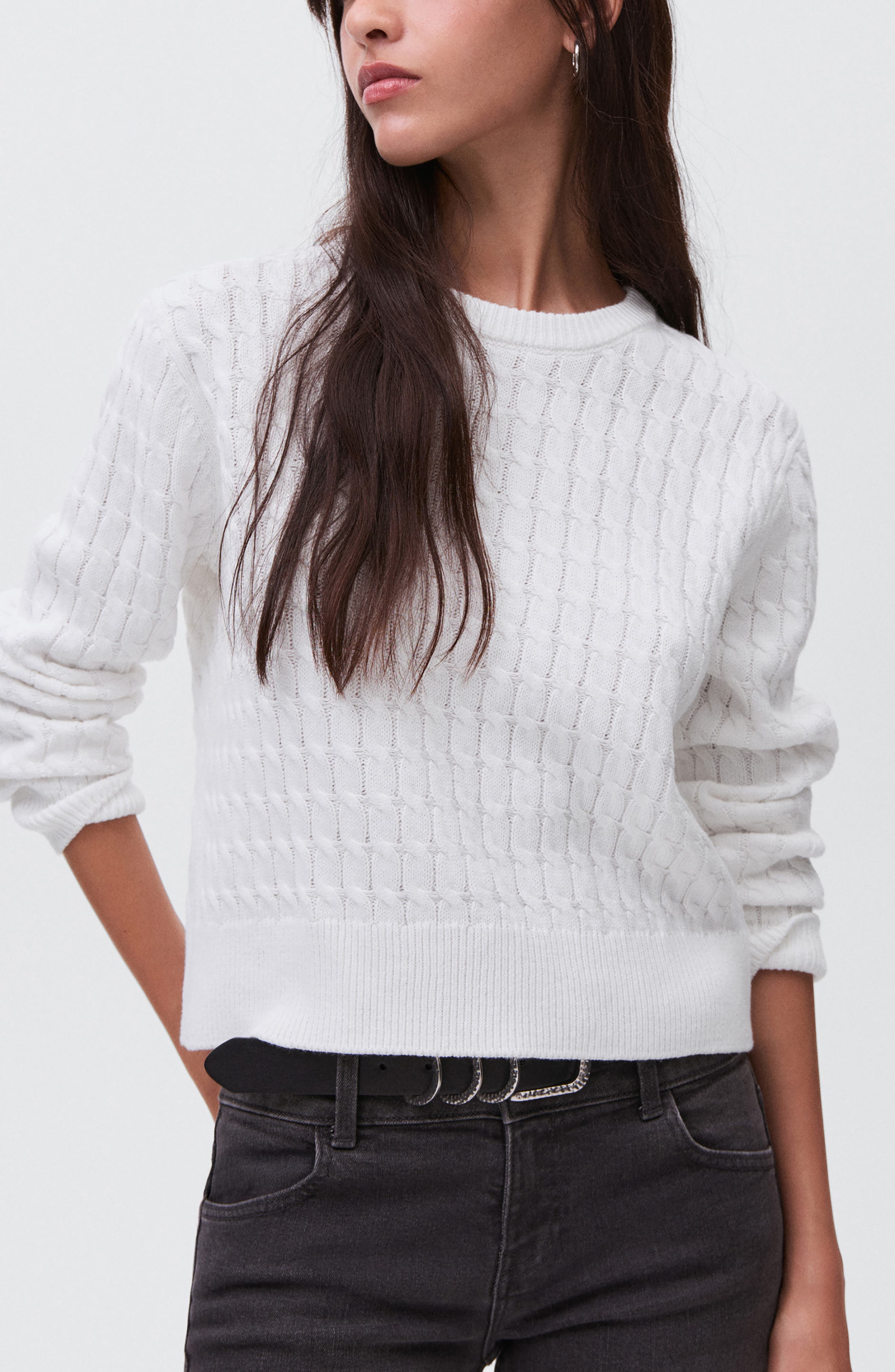 Cable Cotton Blend Sweater - image 3