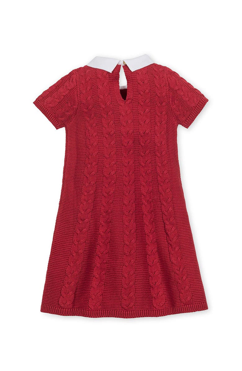 Hope & Henry Kids' Organic Short Sleeve Cable Sweater Dress with Collar, Alternate, color, Red Cable