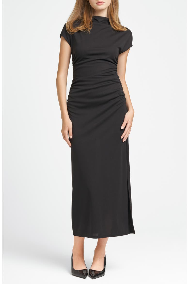 x CHÉRIE MADELEINE Versailles Ruched Dress, Alternate, color, BLACK