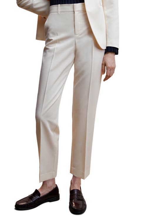 Pleated Straight Leg Suit Pants