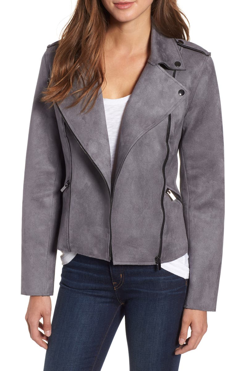 KUT from the Kloth Haddie Faux Suede Moto Jacket, Main, color, 