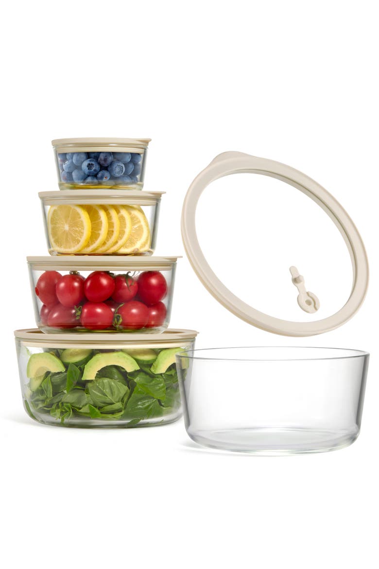 Glass Prep Bowl Set with Lids - Set of 4, Alternate, color, Clear