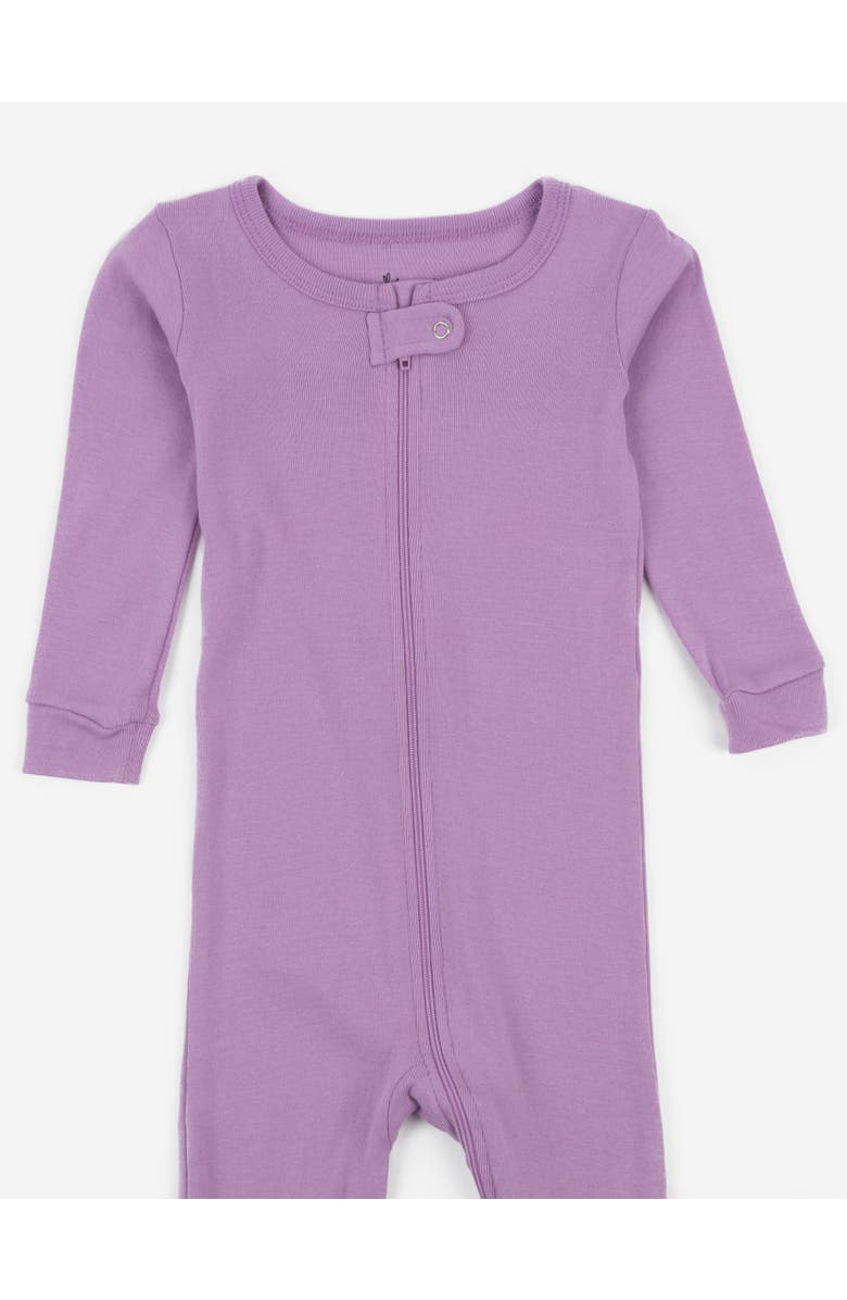 Leveret Footed Printed Cotton Pajamas, Solids, Stripes & Tie Dye, Alternate, color, Purple