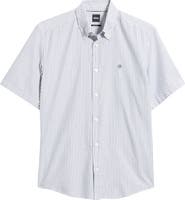 BOSS Liam Regular Fit Pinstripe Short Sleeve Button-Down Shirt