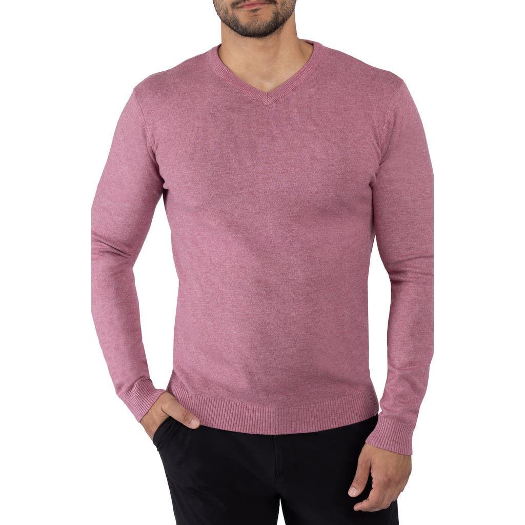 XRAY V-Neck Rib Knit Sweater in Heather Raspberry at Nordstrom Rack, Size Large