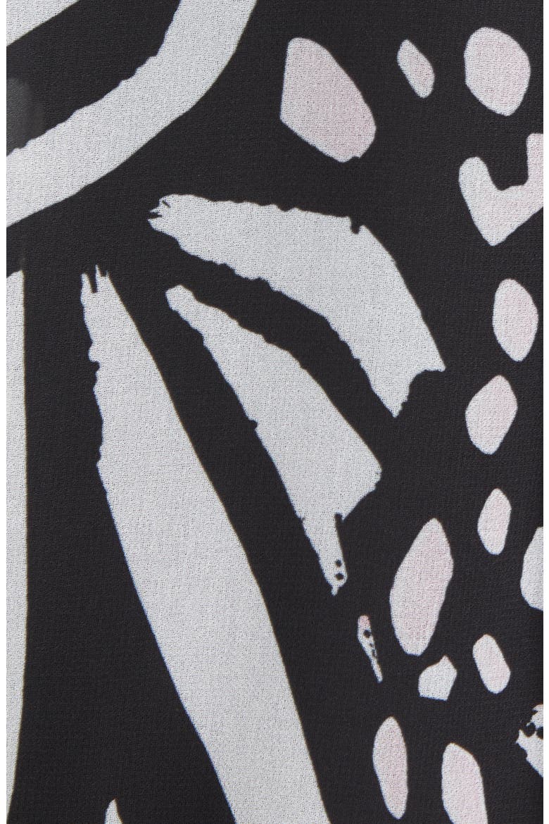 Elysa Graphic Butterfly Long Sleeve Blouse, Alternate, color, BLACK/WHITE