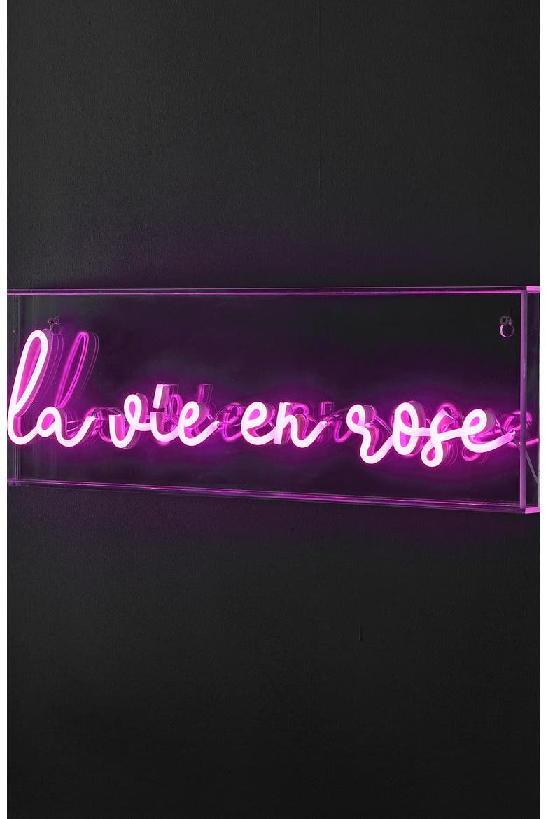 La Vie En Rose Contemporary Glam Acrylic Box USB Operated LED Neon Light, Alternate, color, Pink