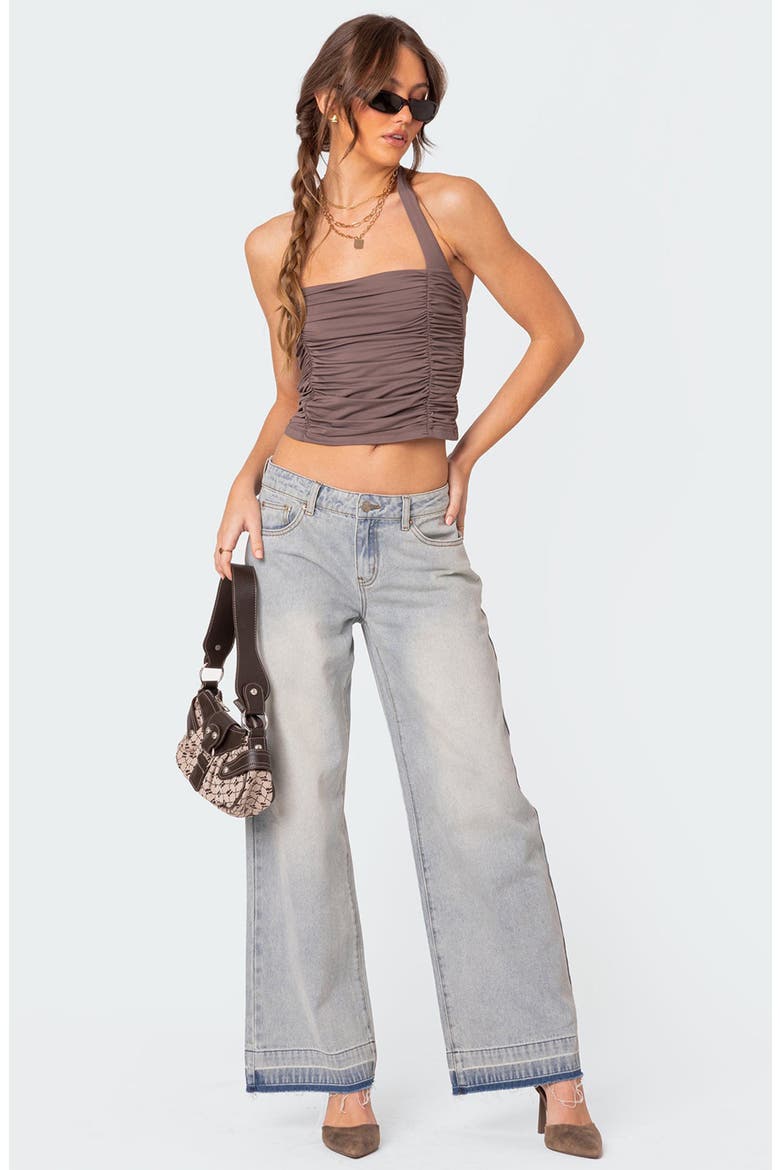 Kaila Ruched Halter Top, Alternate, color, BROWN