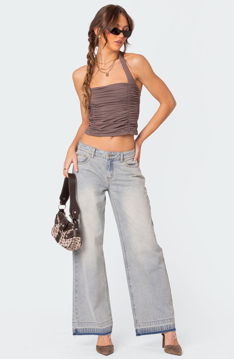 EDIKTED Kaila Ruched Halter Top, Alternate, color, 