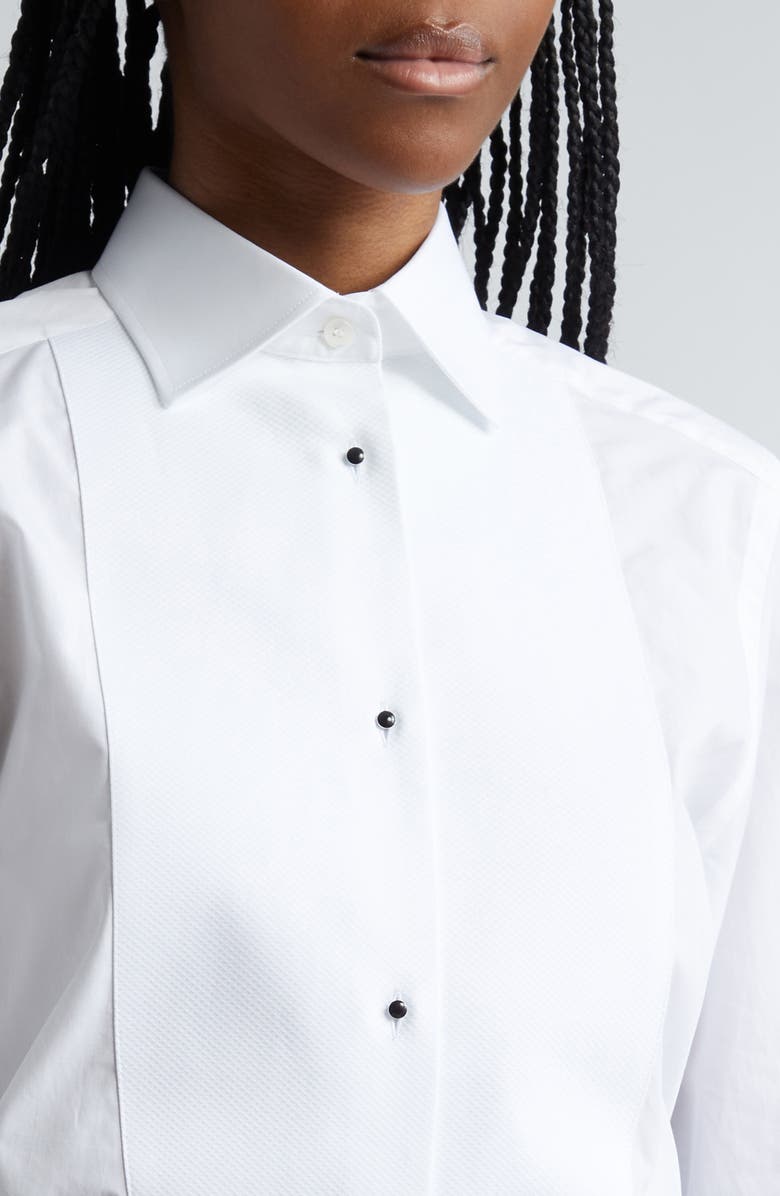 Dolce&Gabbana Piqué Knit Bib Cotton Tuxedo Shirt, Alternate, color, W0800 Bianco Ottico