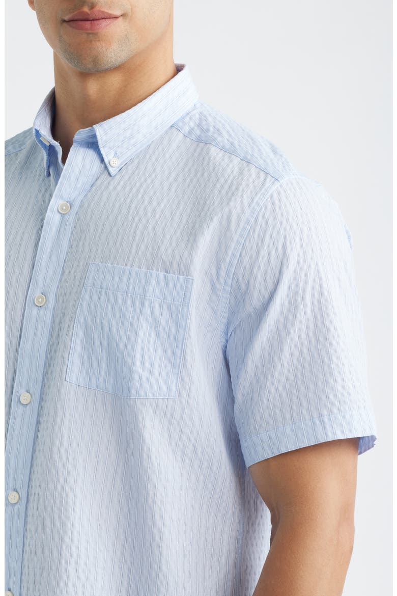 Leland Stripe Short Sleeve Seersucker Button-Down Shirt, Alternate, color, LIGHT BLUE STRIPED SEERSUCKER