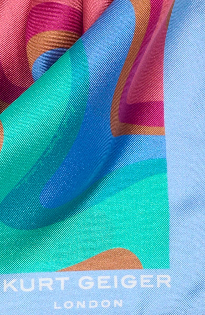 Kurt Geiger London Wavy Stripe Print Silk Square Scarf, Alternate, color, Soft Rainbow