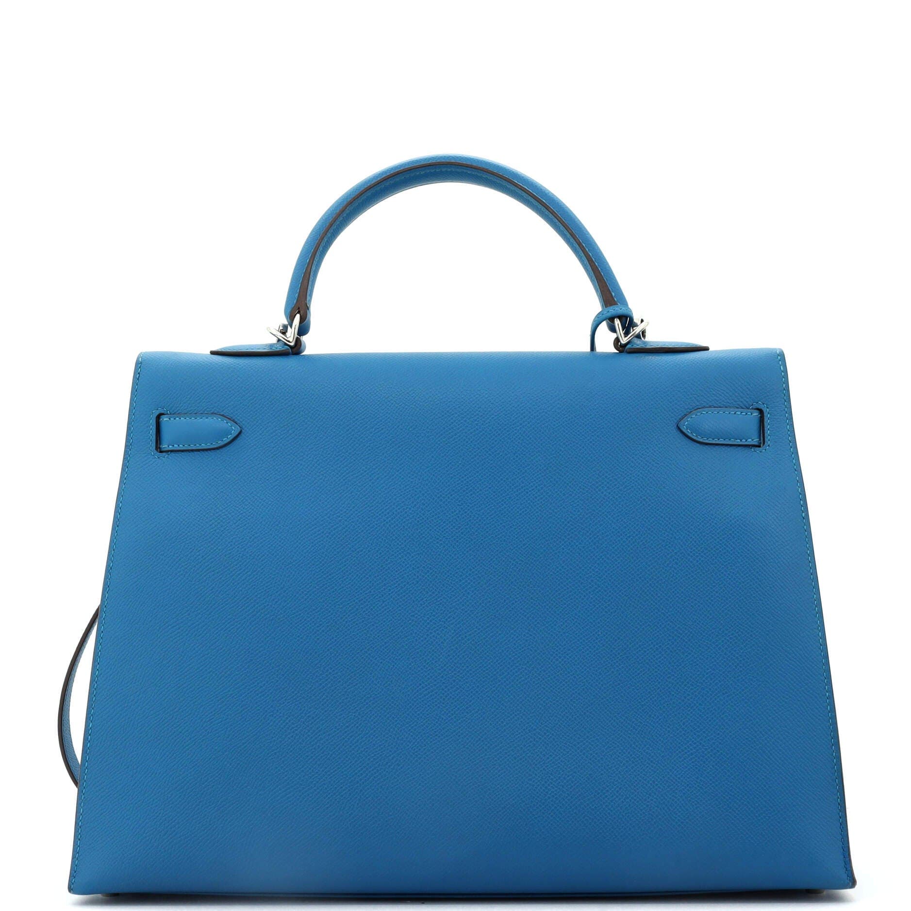 Pre-Owned Hermes Kelly Handbag Blue Epsom with Palladium Hardware 35, Alternate, color, 