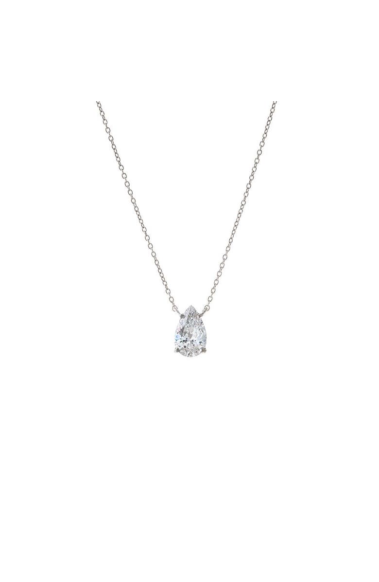 BY ADINA EDEN Lab Grown Diamond Pear Solitaire Necklace 14K, Main, color, 14K White Gold - 1 Carat