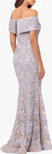 Off the Shoulder Embroidered Gown