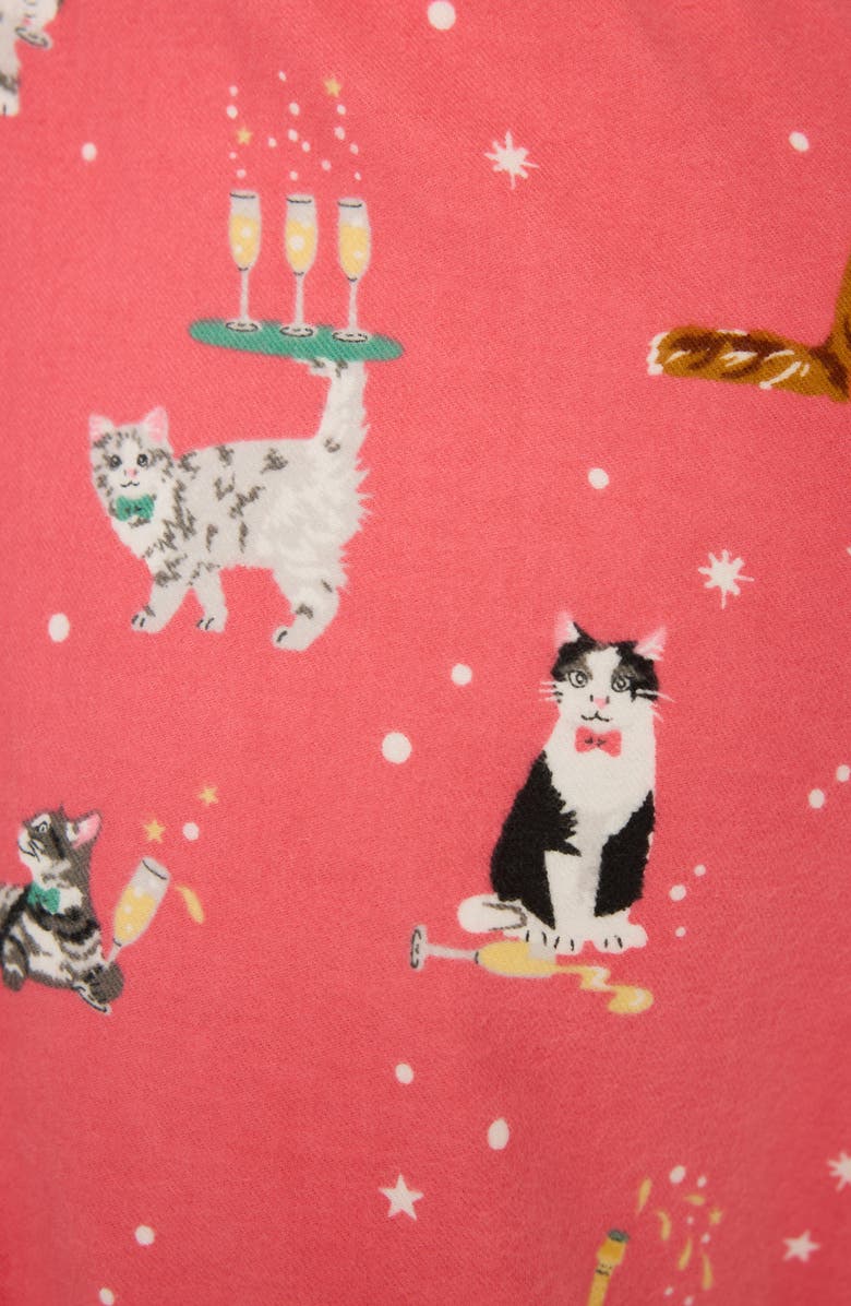 PJ Salvage Cats Flannel Pajama Pants, Alternate, color, Dark Coral
