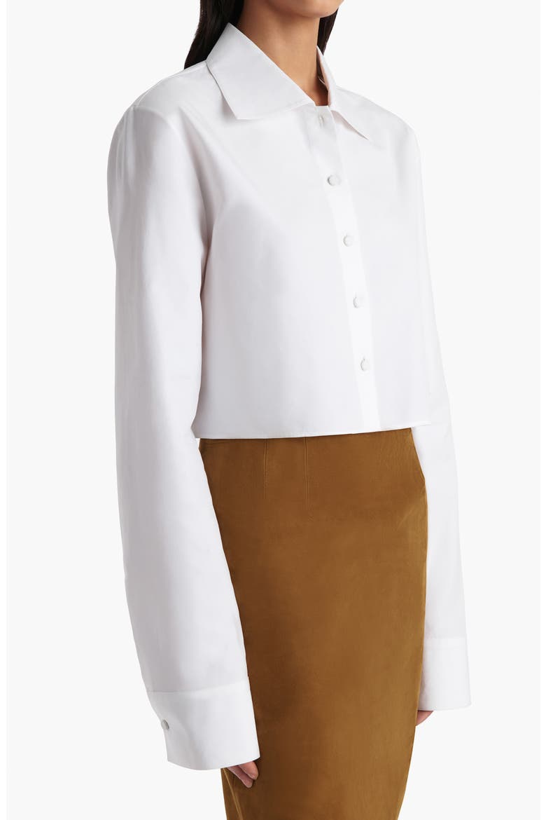 Jasen Crop Button-Up Shirt, Alternate, color, CHALK