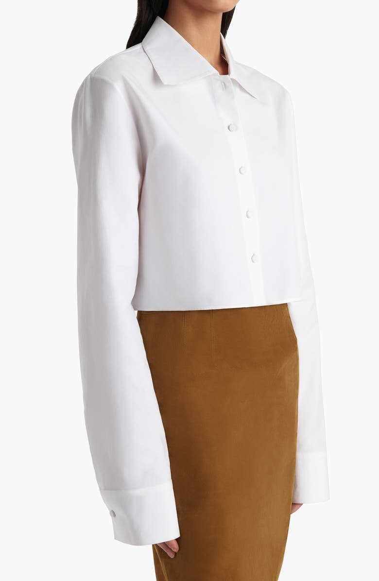 Khaite Jasen Crop Button-Up Shirt, Alternate, color, Chalk