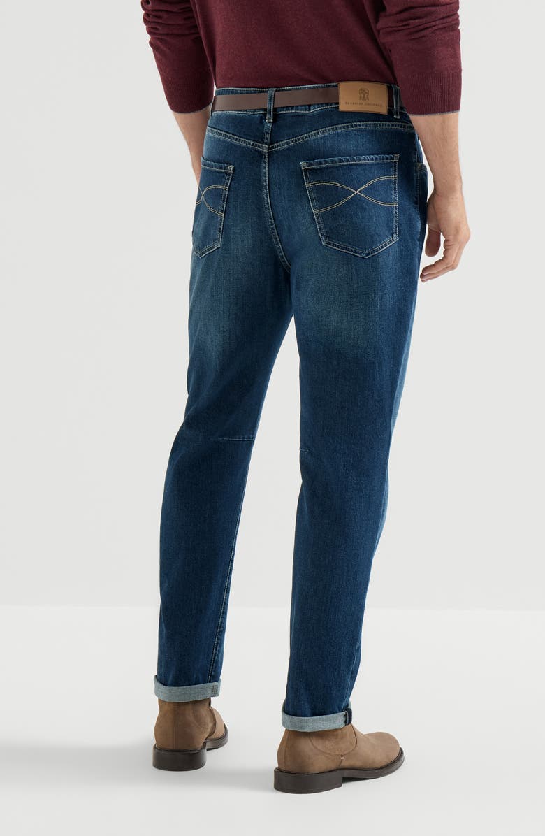 Brunello Cucinelli Comfort cotton denim leisure fit five-pocket trousers, Alternate, color, Dark Denim