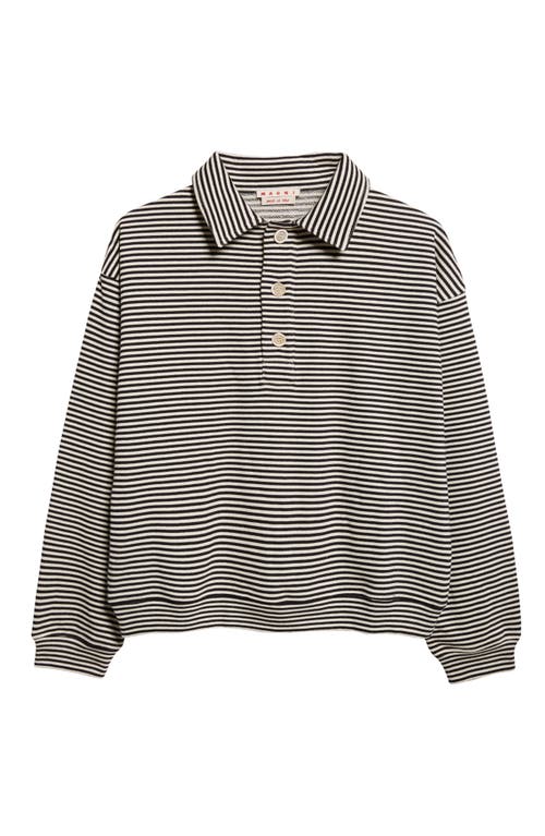 Marni Boxy Fit Polo Neck Sweatshirt In Brown