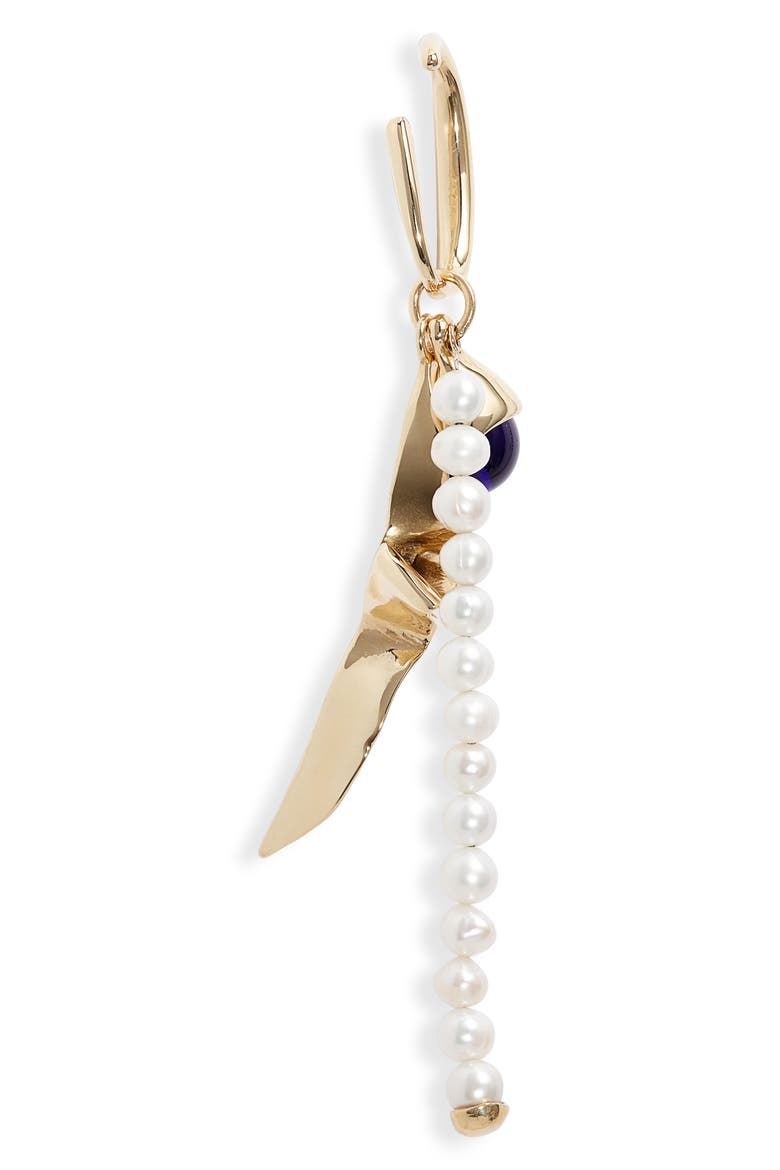 Soirée Ear Cuff, Alternate, color, BRONZE / BLUE GLASS / PEARL