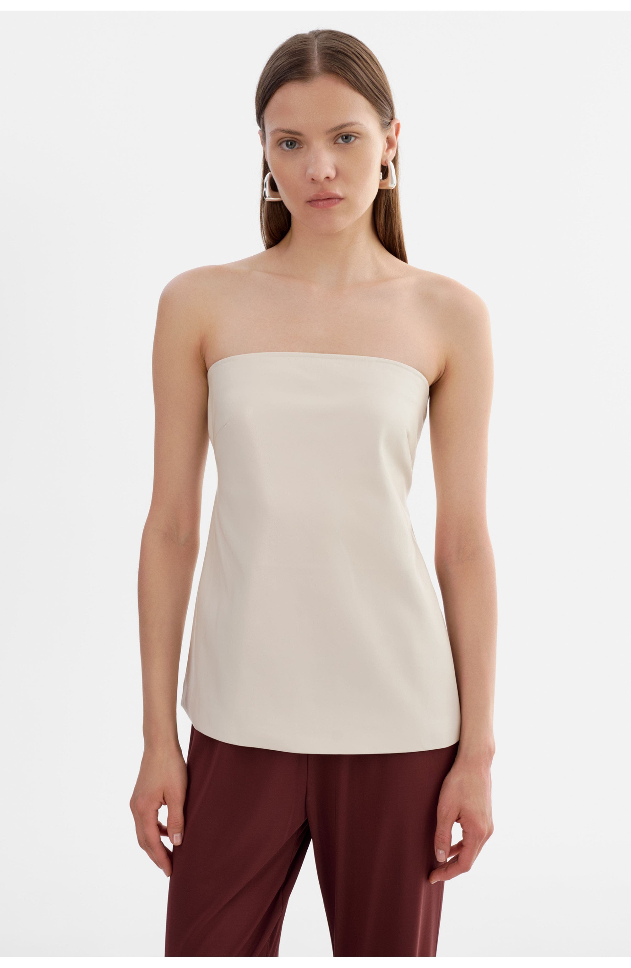 Katya | Faux Leather Open Back Strapless Top - image 3
