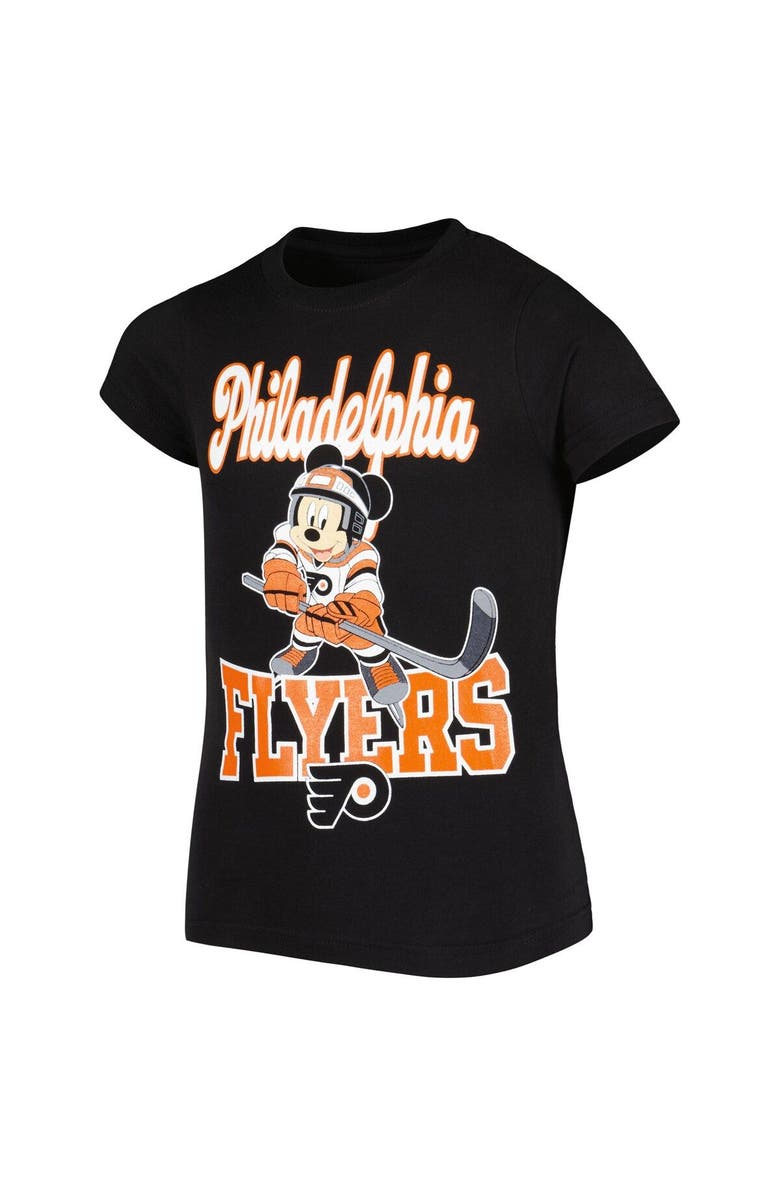 Outerstuff Girls Youth Black Philadelphia Flyers Mickey Mouse Go Team Go T-Shirt, Alternate, color, 