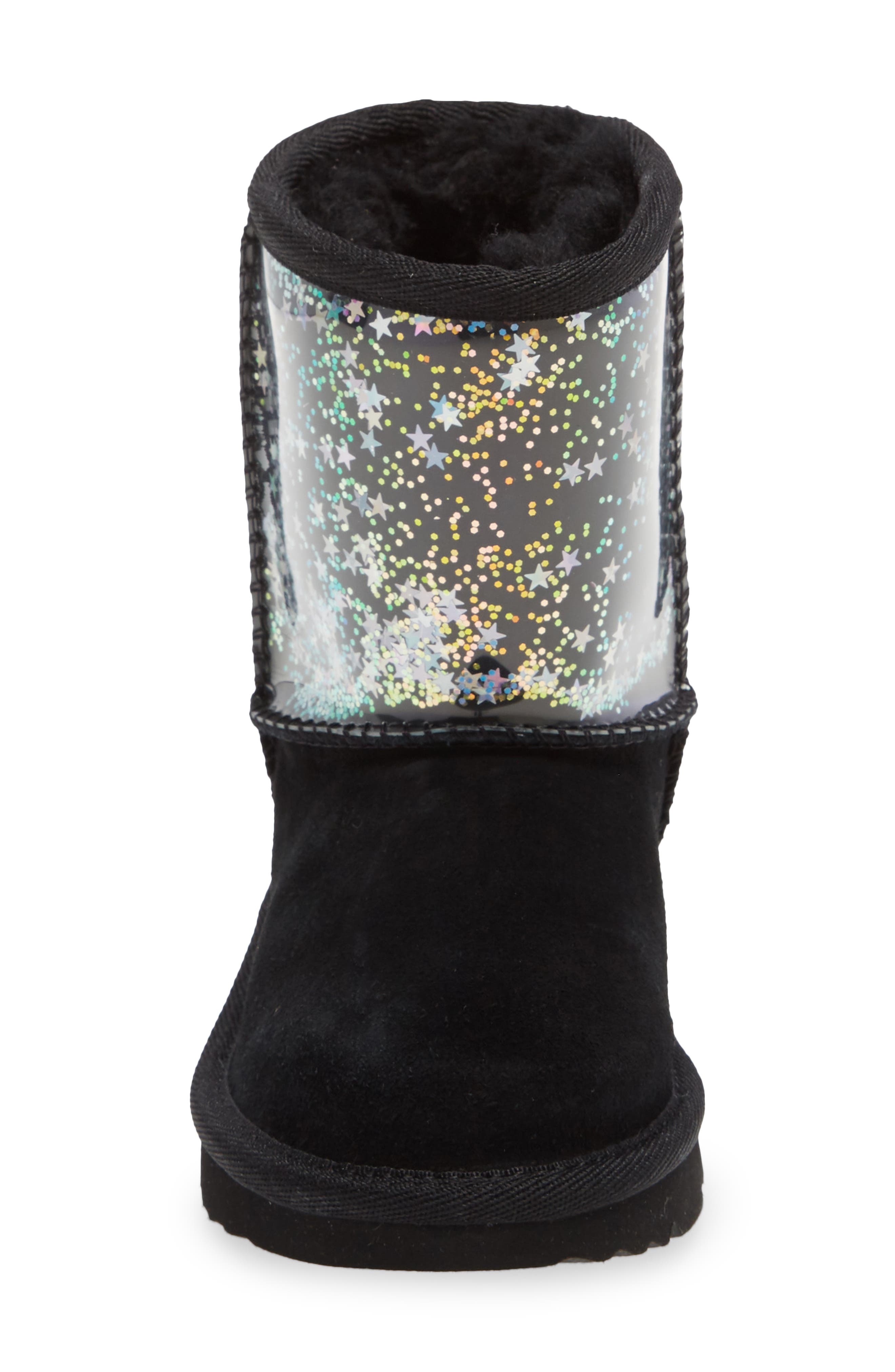 Classic II Clear Glitter Waterproof Boot, Alternate, color, BLACK GLITTER