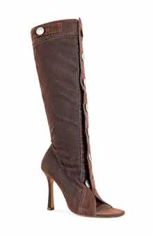 AZALEA WANG Kazuki Denim Knee High Boots