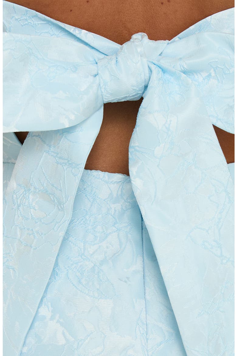 Asterie Floral Jacquard Bow Back Minidress, Alternate, color, BLUE