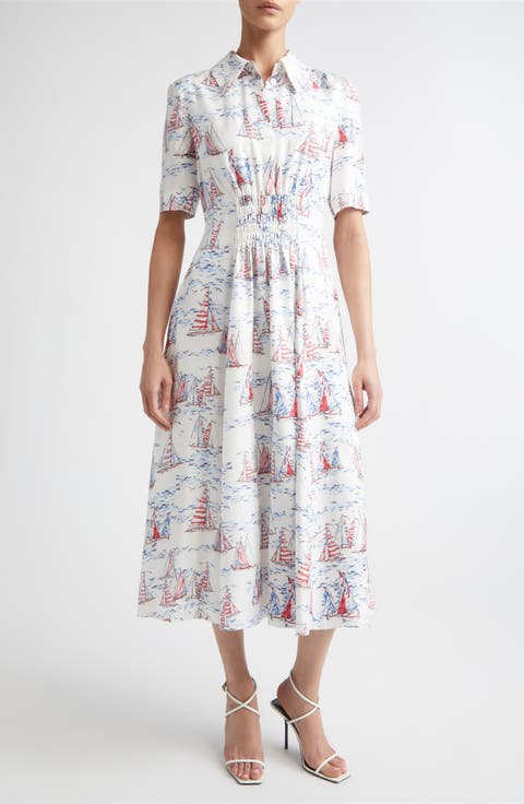 Khloe Print Silk Midi Shirtdress