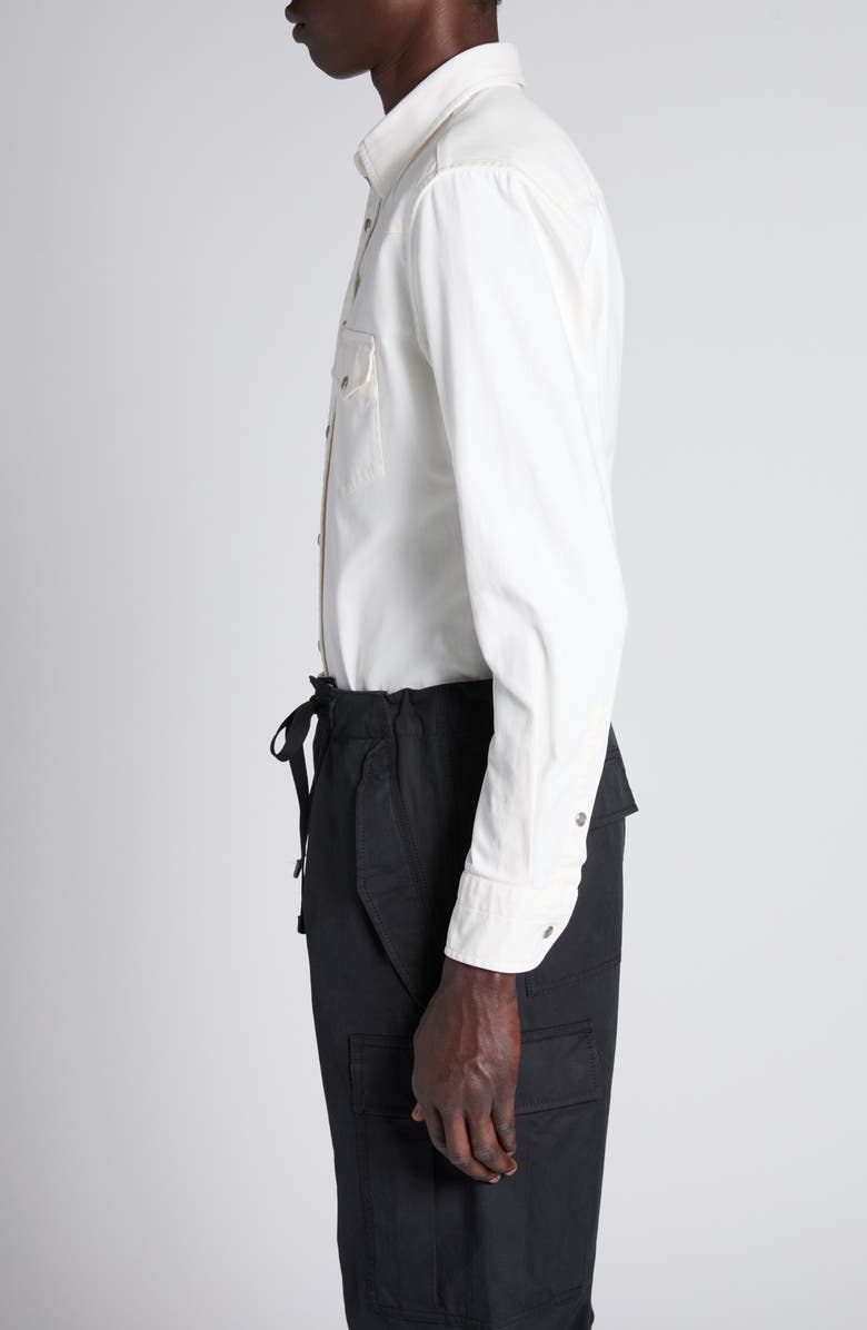 TOM FORD Peached Cotton Twill Western Shirt, Alternate, color, Aw004 Ivory