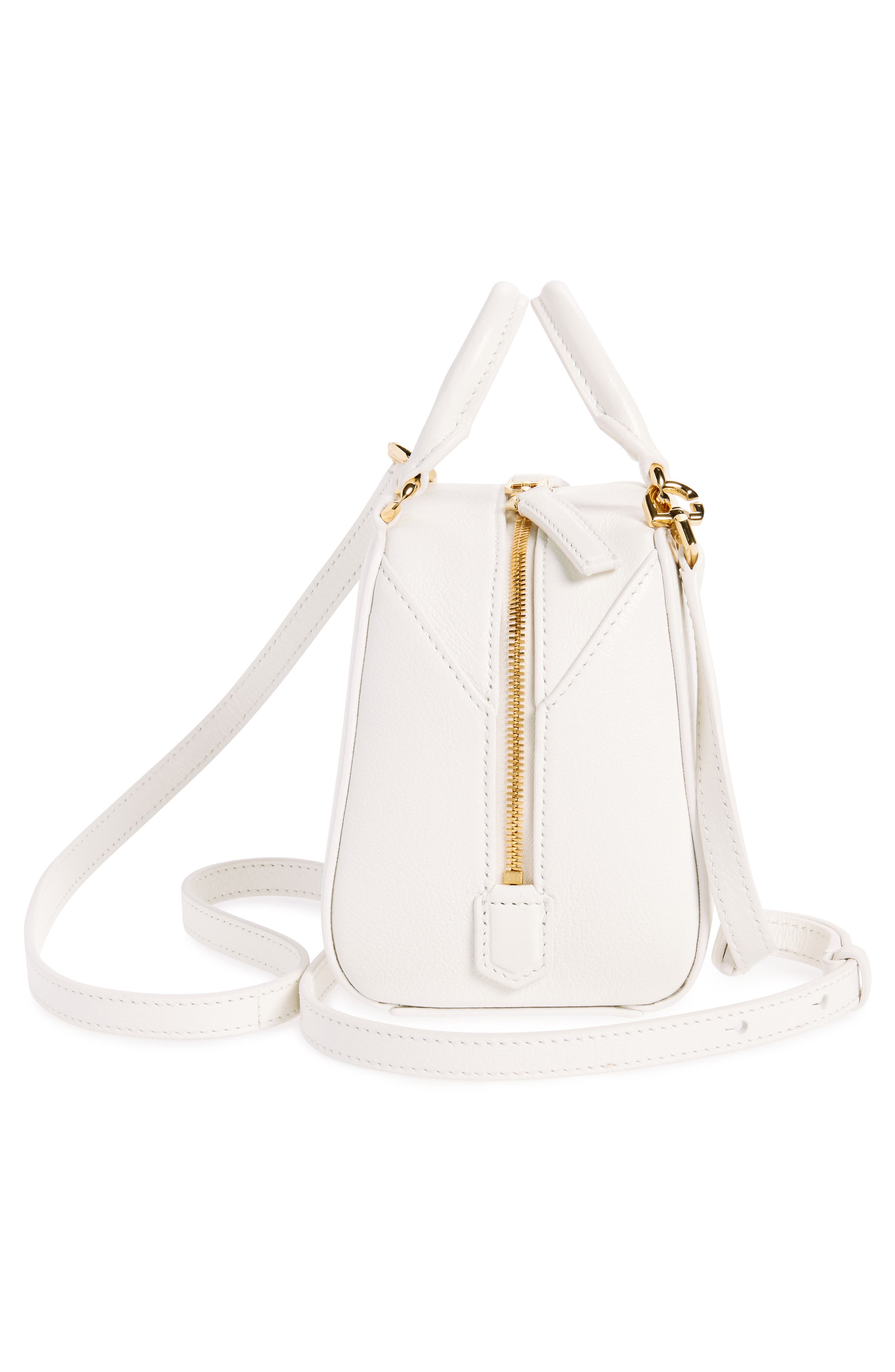 Nano Antigona Cube Leather Crossbody Bag, Alternate, color, IVORY