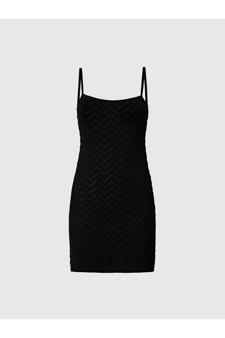 Mini Dress In Cotton And Viscose Chevron, Main, color, Black