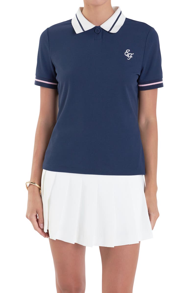 English Factory Sports Club Colorblock Polo, Alternate, color, Navy