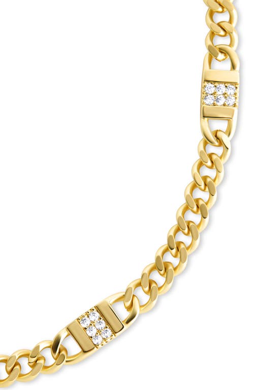 Sterling Forever 14k Plated Cz Amalia Mixed Link Bracelet In Gold