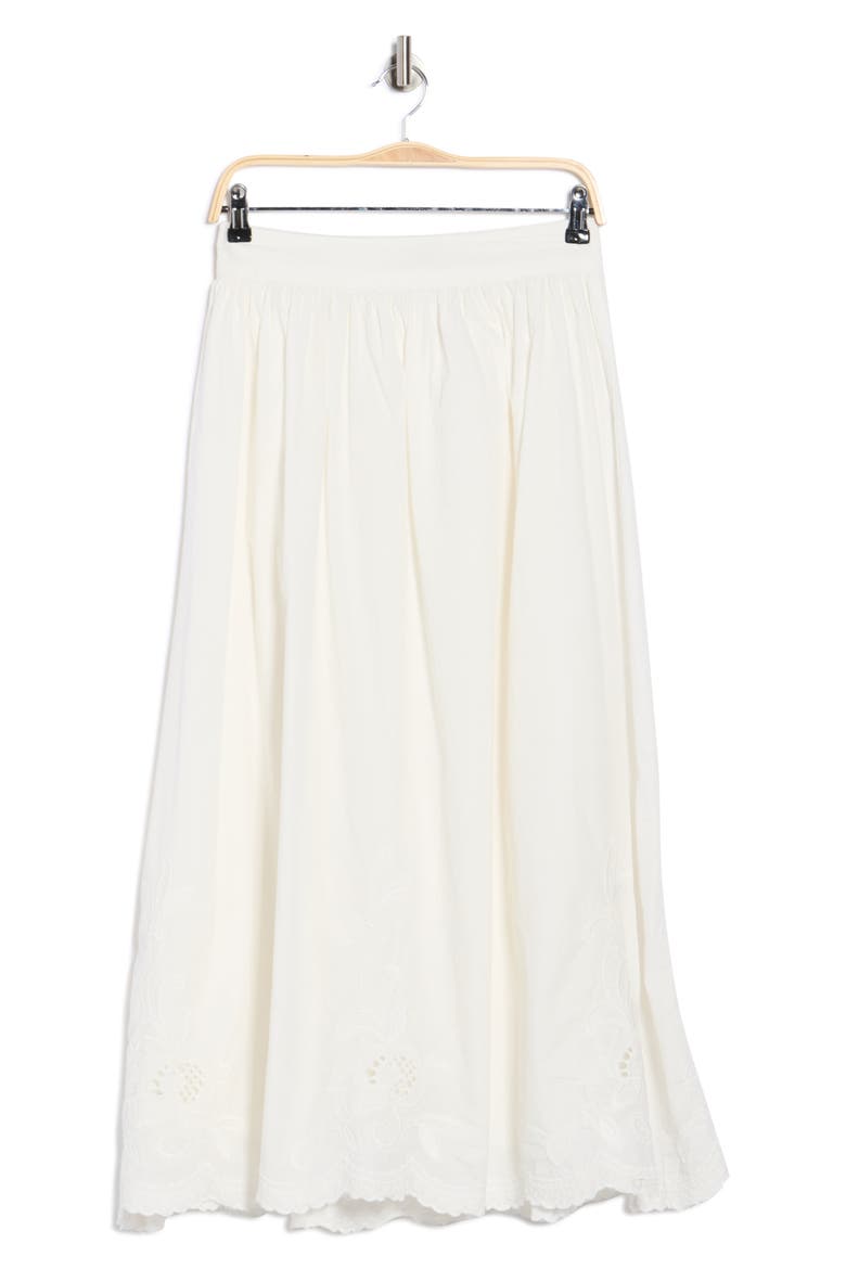 Floral Embroidered Cotton Maxi Skirt, Alternate, color, WHITE