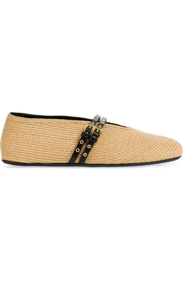 Alaïa Raffia Ballerina Flat, Alternate, color, Naturel / Noir