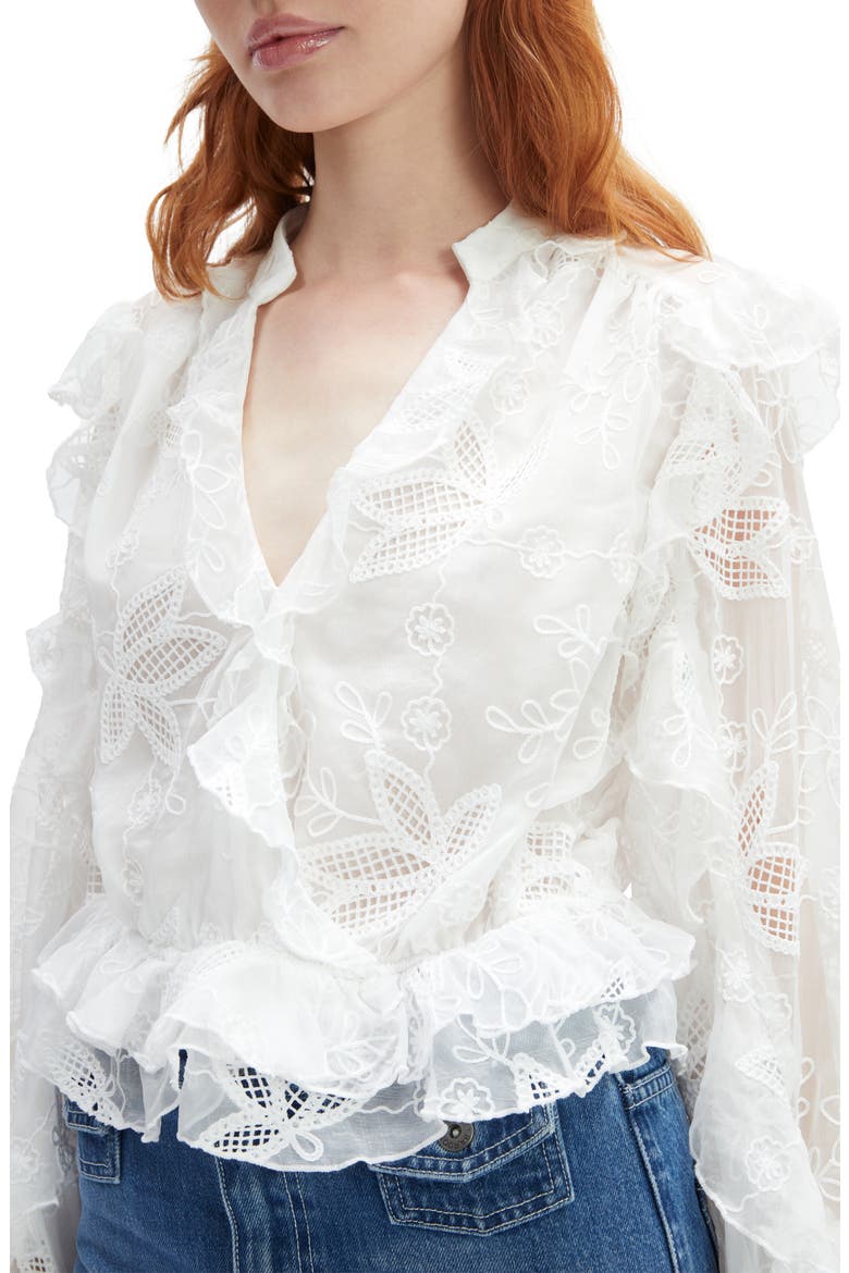 Embroidered Frill Top, Alternate, color, ORCHID WHITE