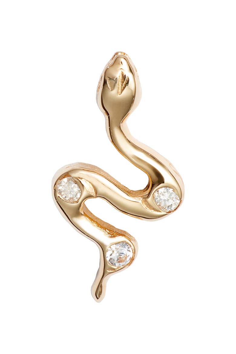 Cléo Snake Stud Earring, Alternate, color, YELLOW GOLD/ DIAMOND