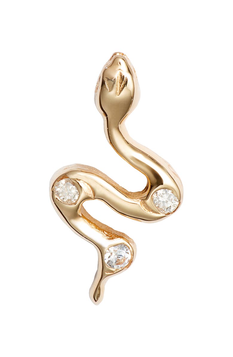 Anzie x Mel Soldera Single Snake Stud Earring, Alternate, color, Yellow Gold/ Diamond