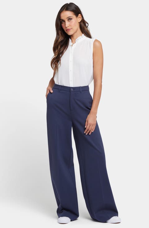 Whitney High Waist Wide Leg Ponte Knit Trousers