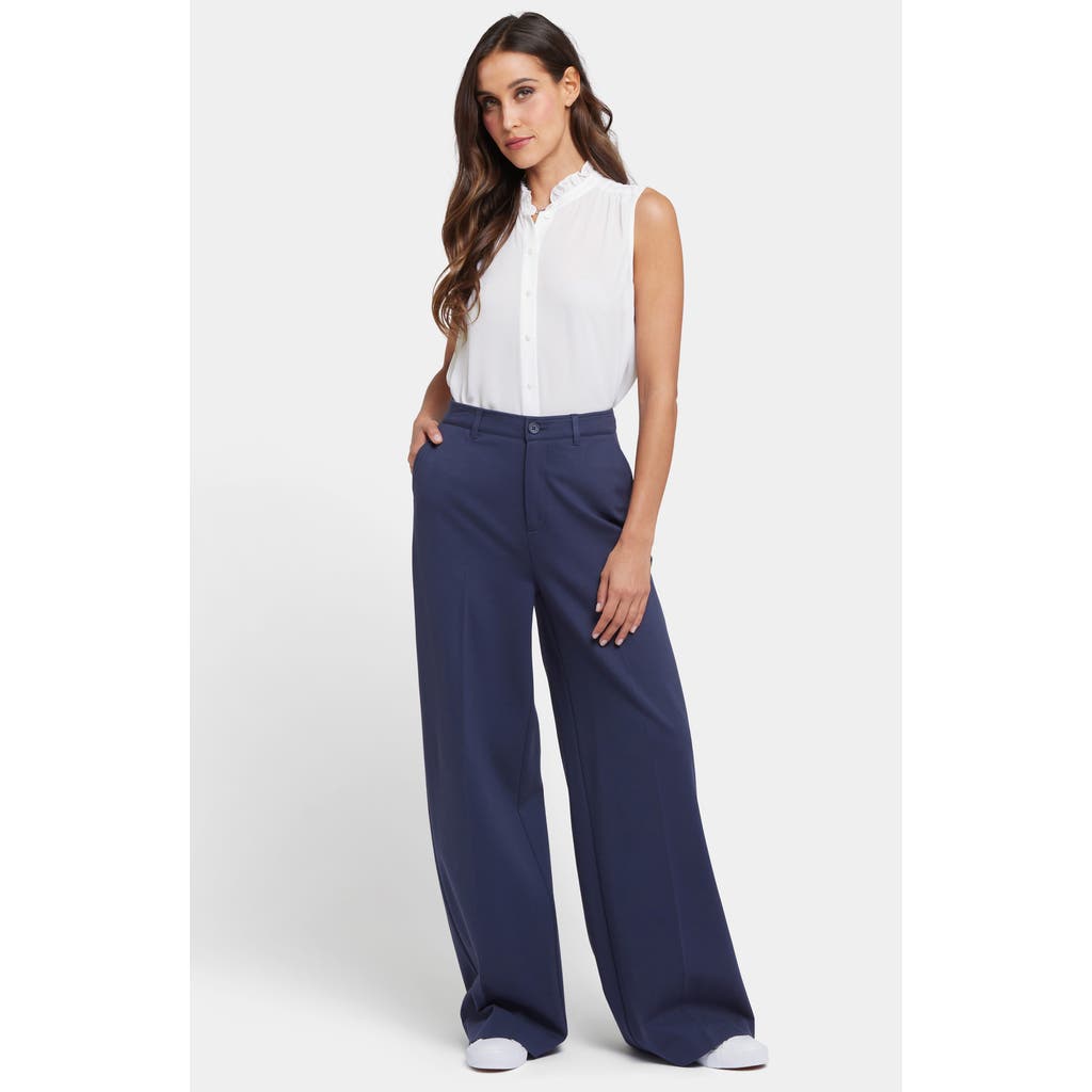Nydj Whitney High Waist Wide Leg Ponte Knit Trousers In Blue