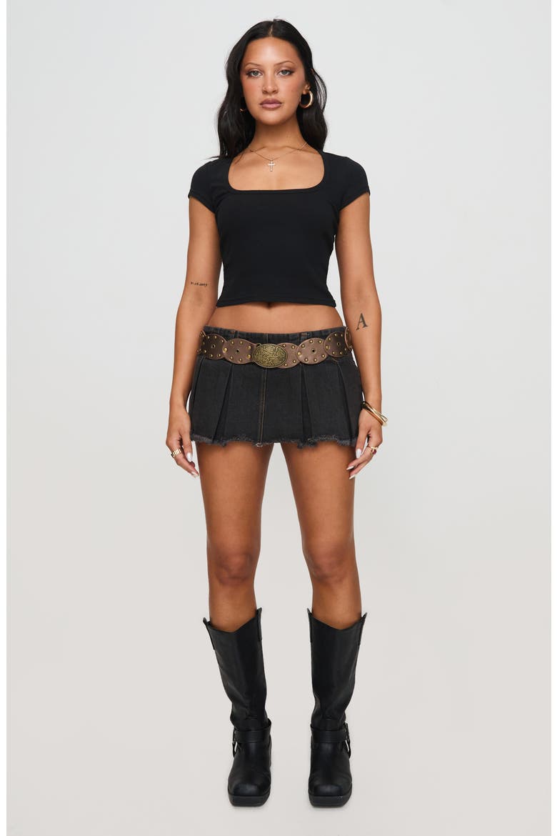 Baseline Square Neck Rib Crop Top, Alternate, color, BLACK