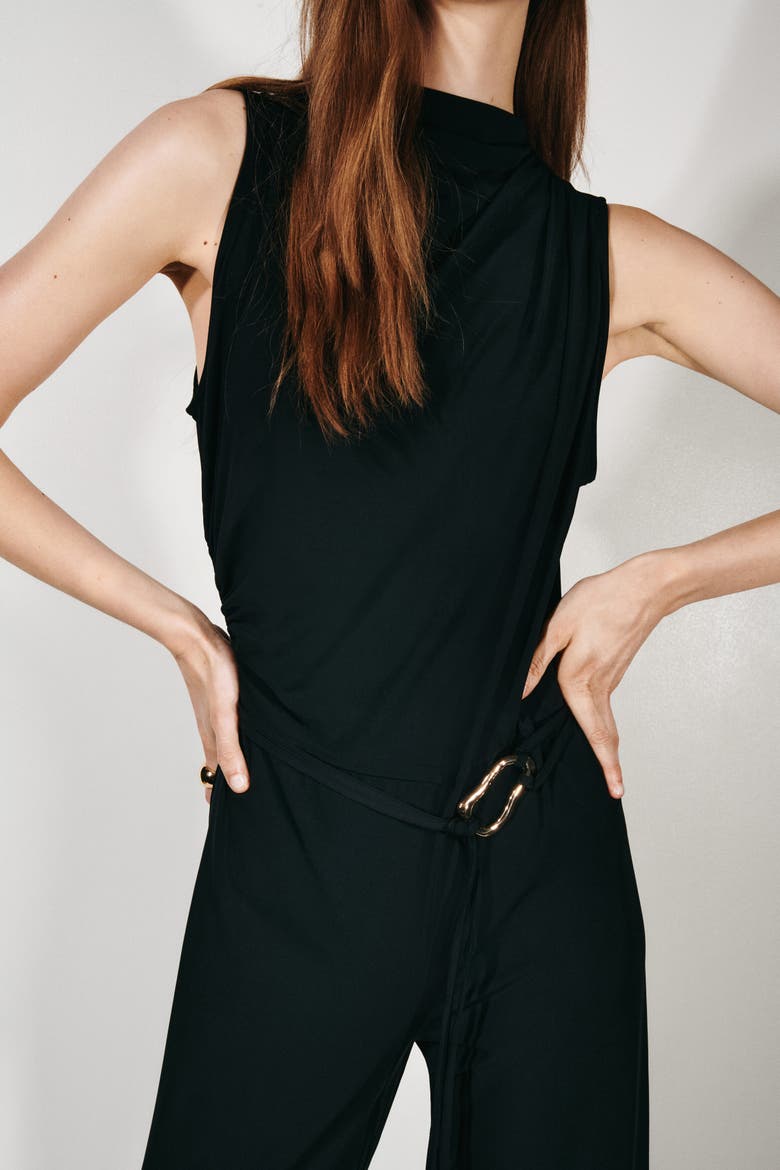Draped Jumpsuit, Alternate, color, Black