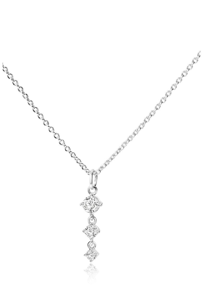 Three Stone Drop Pendant Necklace, Main, color, Silver