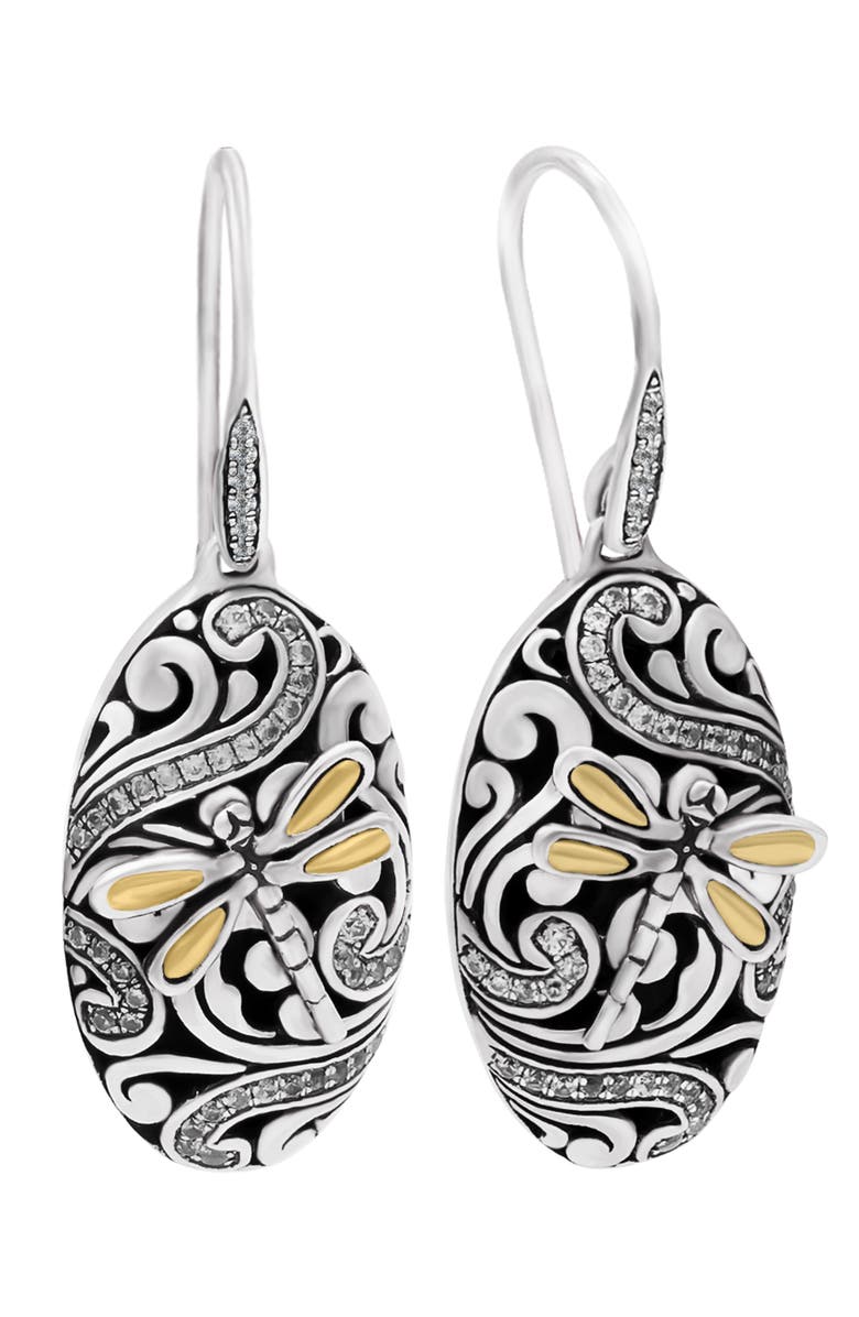DEVATA Dragonfly Earrings in Sterling Silver and 18K Gold, Main, color, Silver