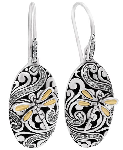 Dragonfly Earrings in Sterling Silver and 18K Gold