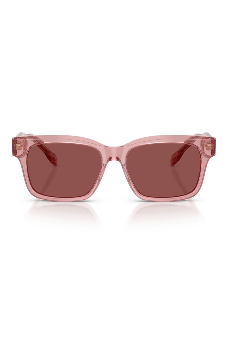 55mm Rectangular Sunglasses, Main, color, TRANSPARENT LIGHT PINK / WINE