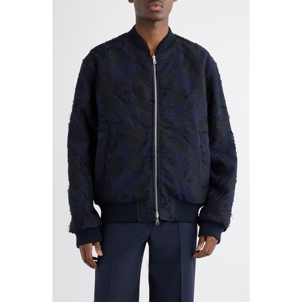 Dries Van Noten Volker Reversible Bomber Jacket In Blue